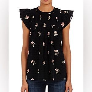 Ulla Johnson black floral Astrid top size 6
